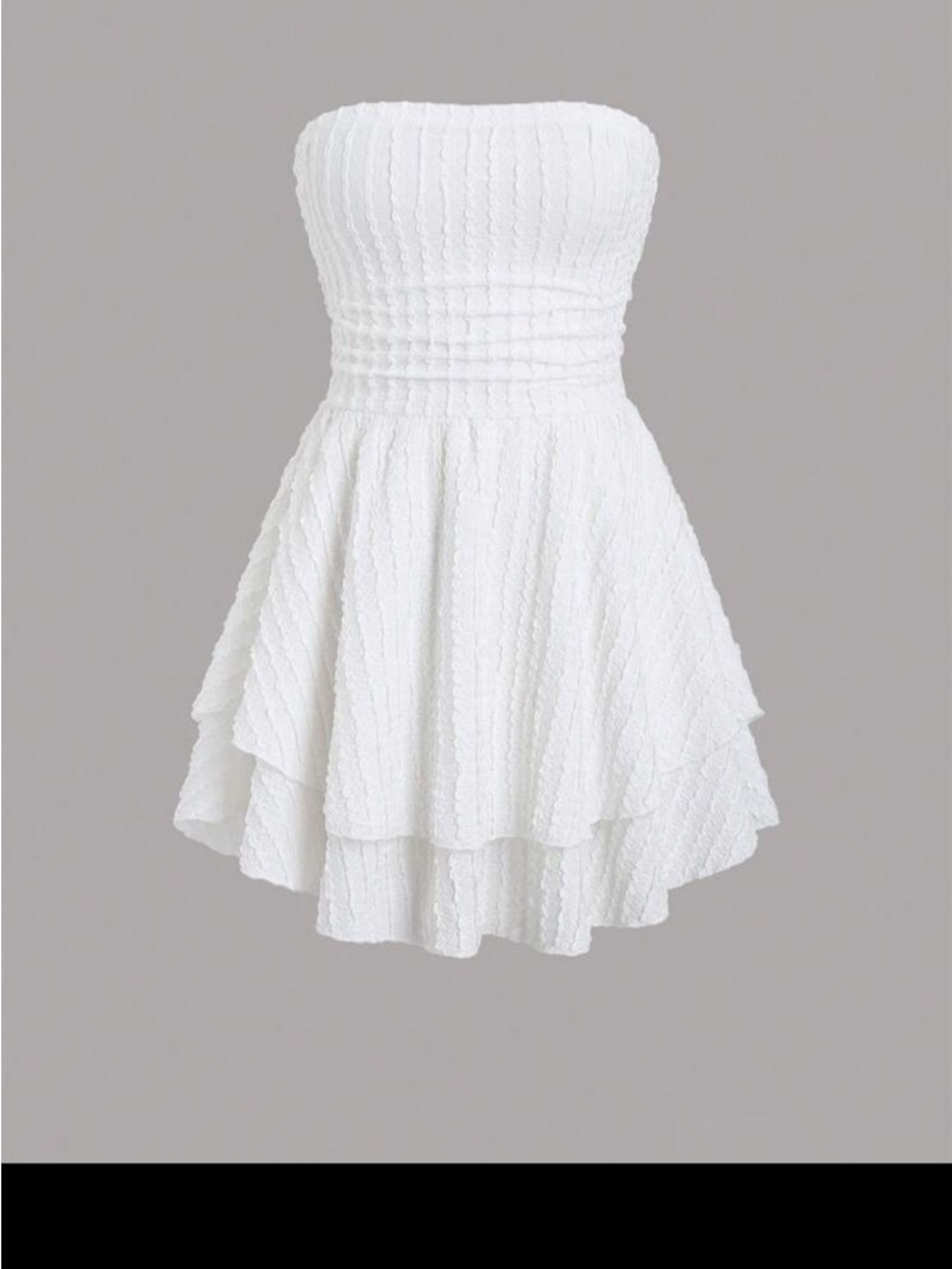 SHEIN White Strapless Ruched Tiered Mini Dress